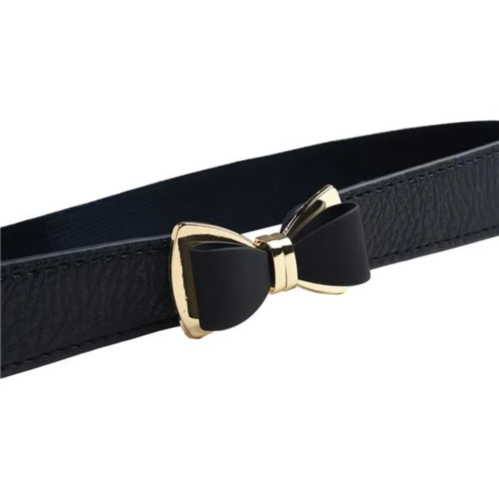 Womens 1" Width Bow Skinny Elastic Waist Belt Stretchy Belt Thin Belt - Picture 3 of 6